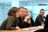 Pressekonferenz EXTRA EUROPA, 9. März 2009; v.l.n.r.: Susanne Puchberger (Autorin EXTRA EUROPA), Martin Heller (Intendant Linz09), Pius Knüsel (Direktor der Schweizer Kulturstiftung Pro Helvetia), Airan Berg (Künstlerische Leitung Darstellende Kunst Linz09)