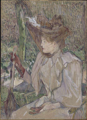 Henri de Toulouse-Lautrec:<br />
Frau mit Handschuhen (Honorine Platzer), 1890<br />
La femme aux gants (Honorine Platzer)<br />
oil on card, 54 x 40 cm